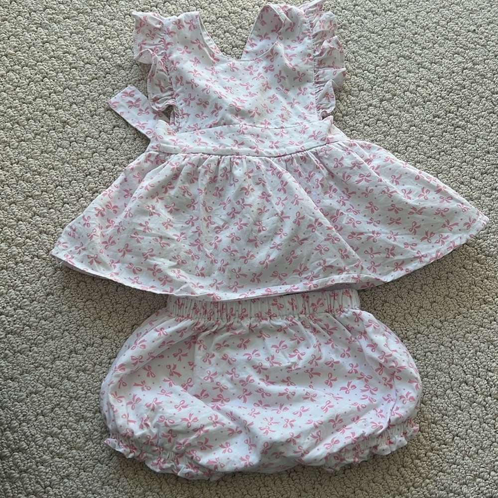 24m two piece Smockingbird Pink Bow outfit